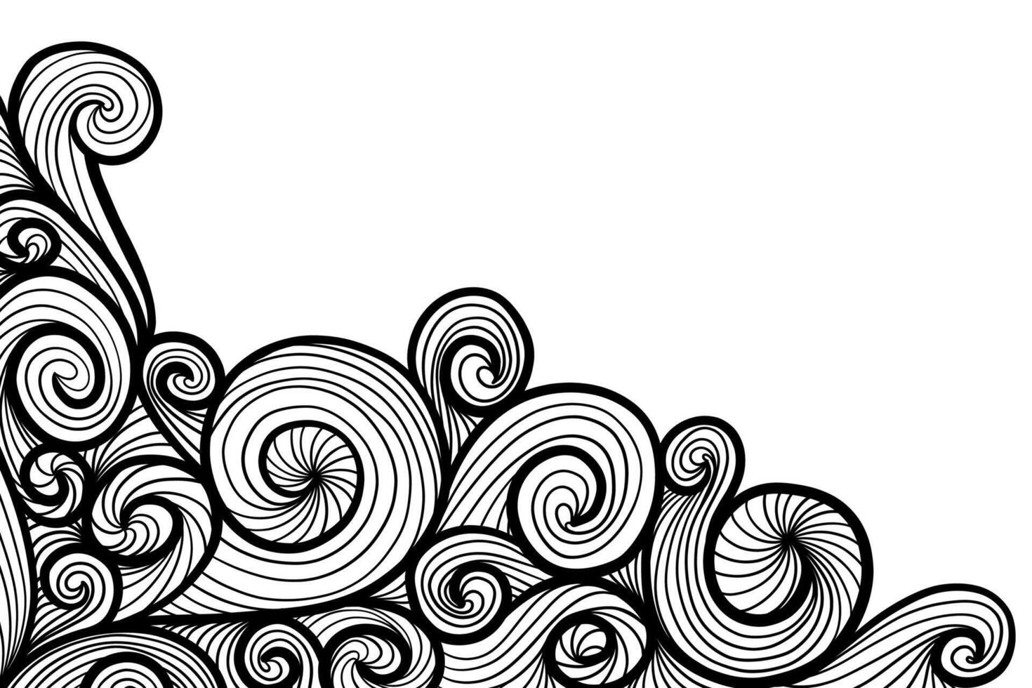 Doodle wave lines background. hand drawn anti stress coloring page pattern. vector
