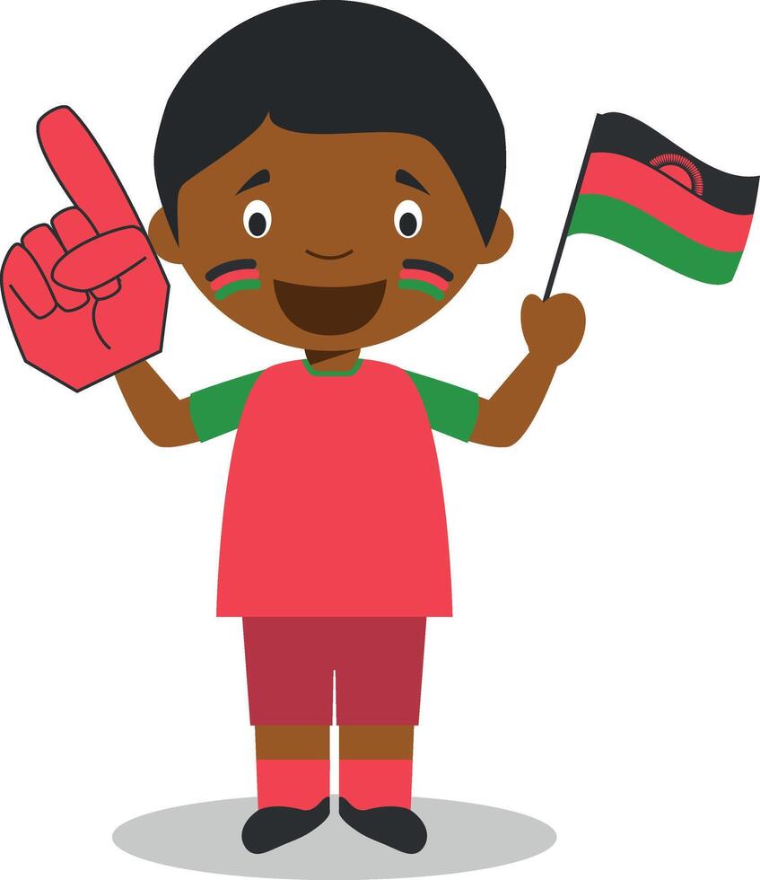 National sport team fan from Malawi with flag and glove Illustration vector