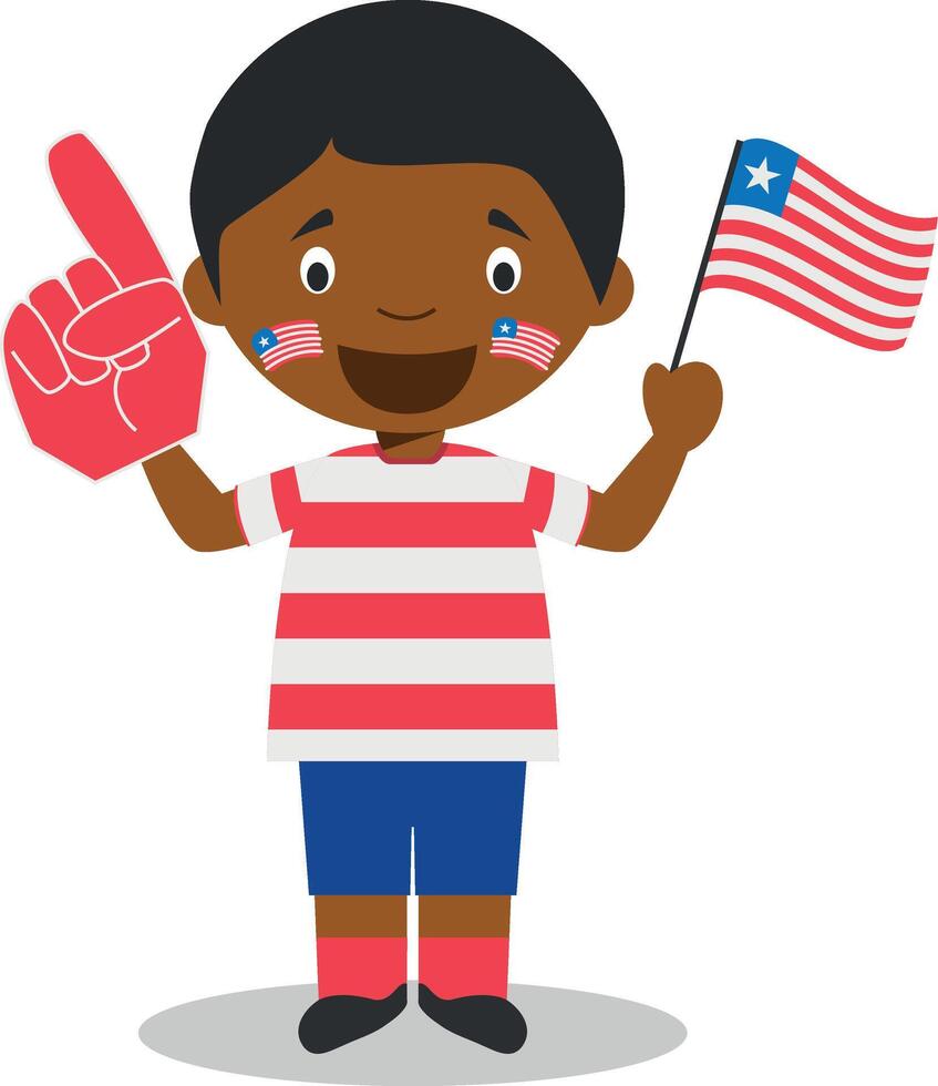 National sport team fan from Liberia with flag and glove Illustration vector