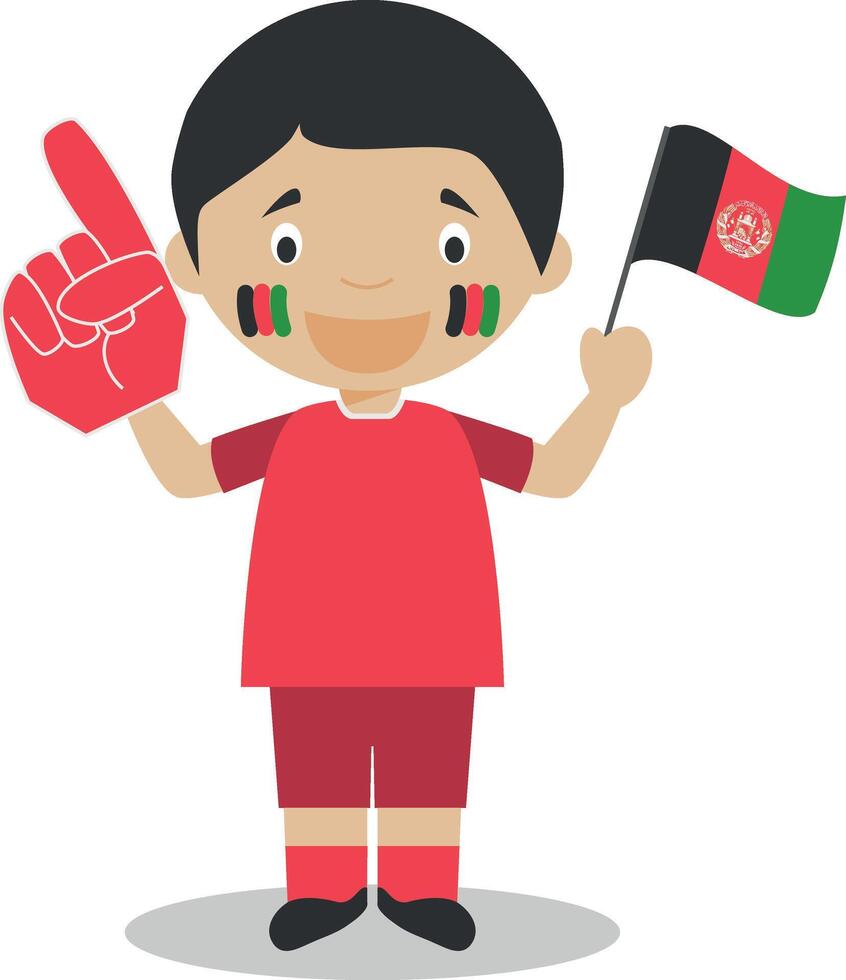 National sport team fan from Afghanistan with flag and glove Illustration vector