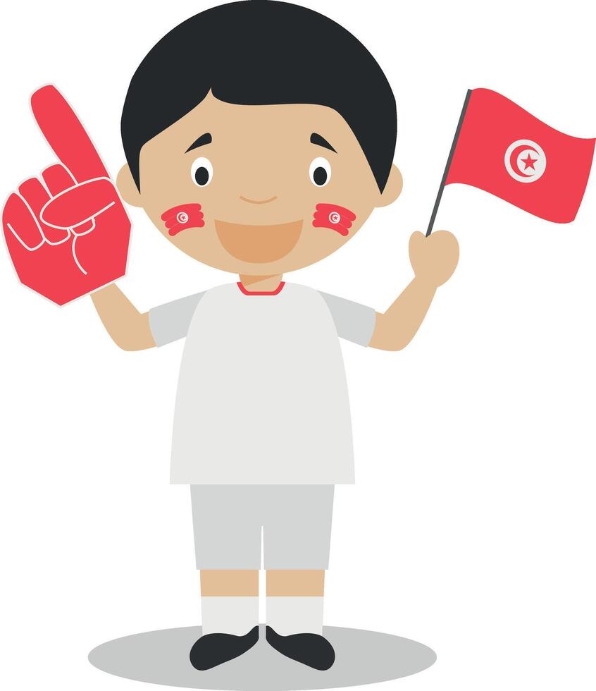 National sport team fan from Tunisia with flag and glove Illustration vector