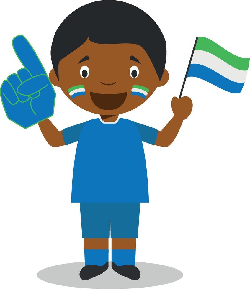 National sport team fan from Sierra Leone with flag and glove Illustration vector