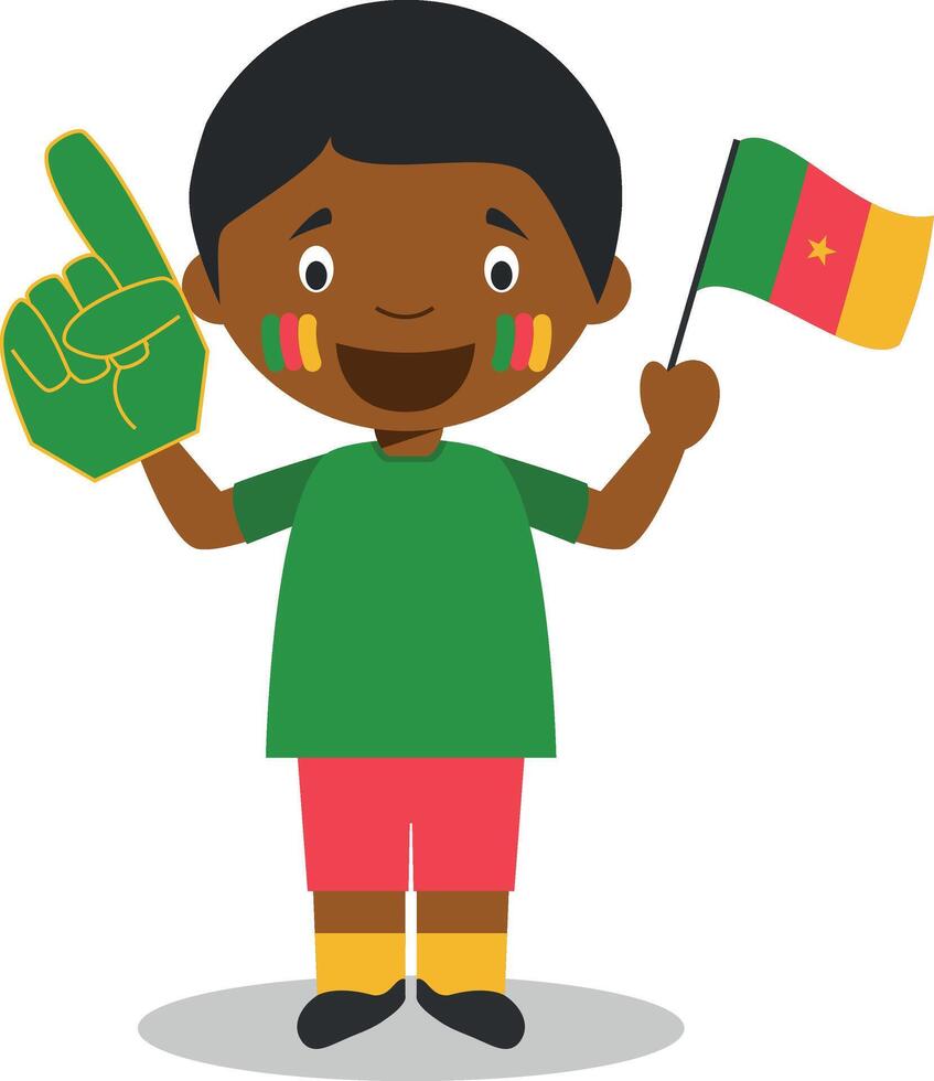 National sport team fan from Cameroon with flag and glove Illustration vector