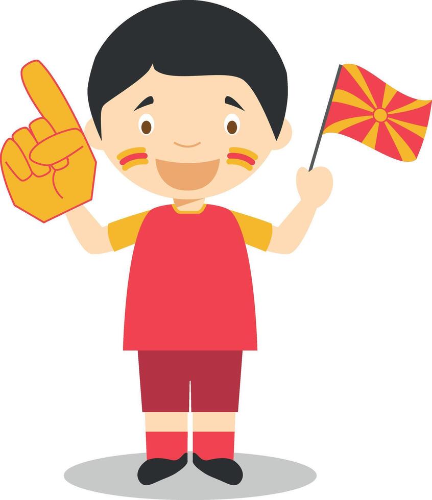 National sport team fan from Macedonia with flag and glove Illustration vector