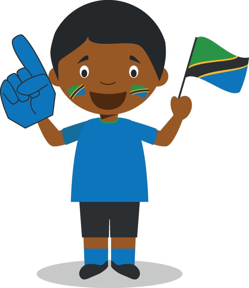 National sport team fan from Tanzania with flag and glove Illustration vector