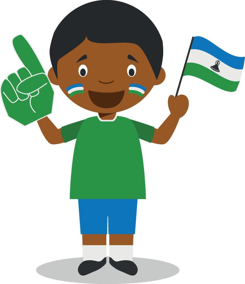 National sport team fan from Lesotho with flag and glove Illustration vector