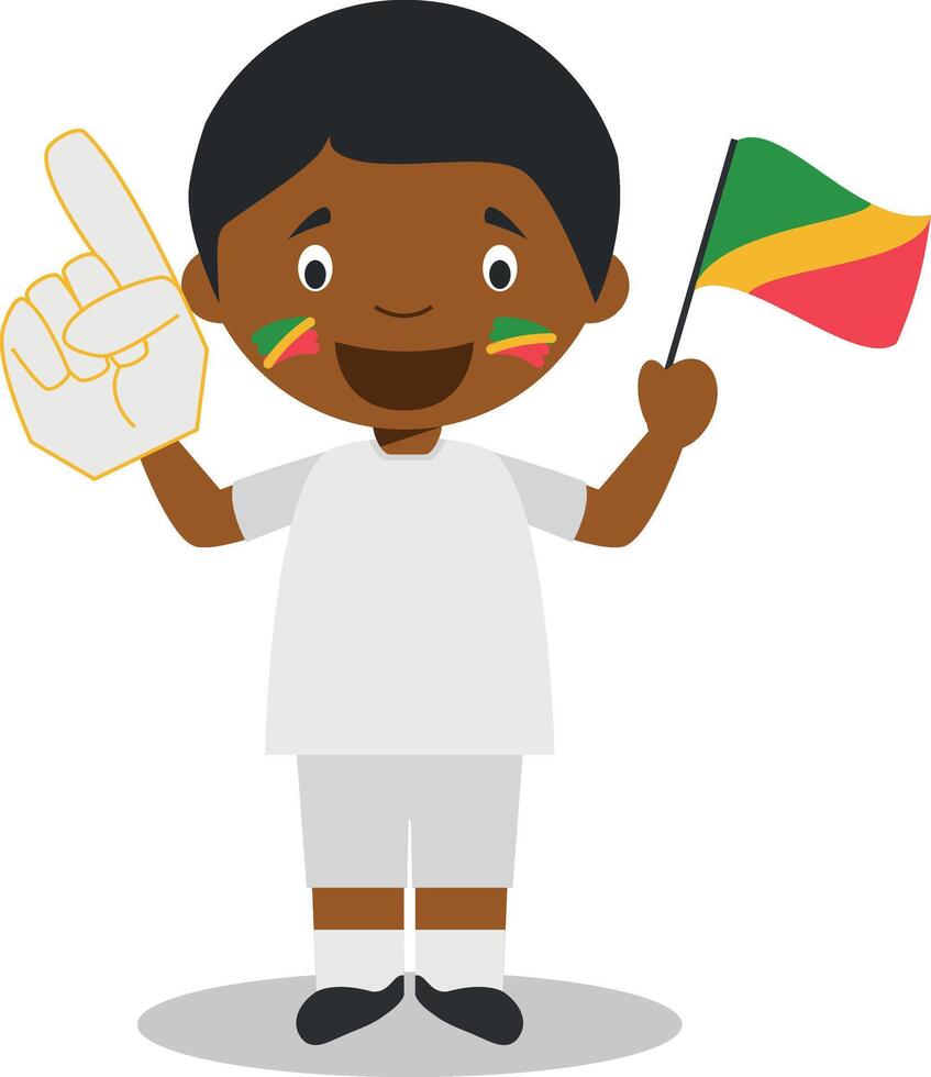 National sport team fan from Congo with flag and glove Illustration vector