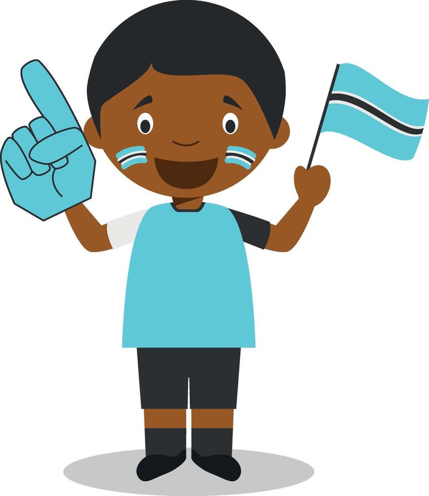 National sport team fan from Botswana with flag and glove Illustration vector