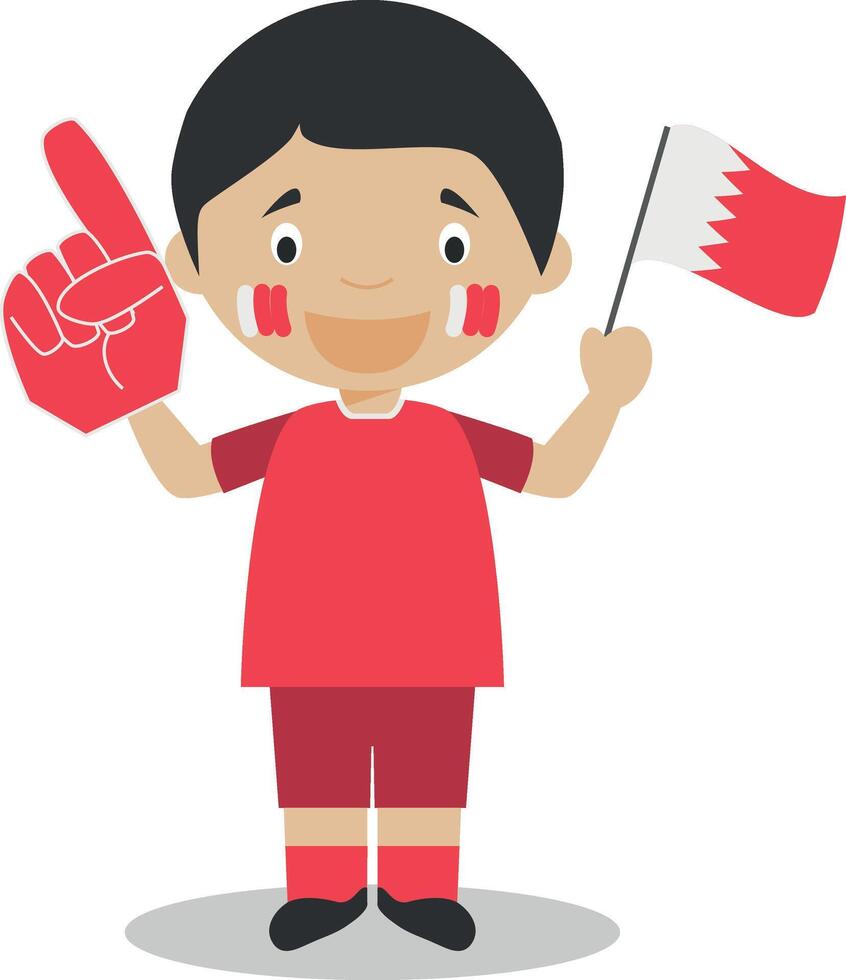 National sport team fan from Bahrain with flag and glove Illustration vector