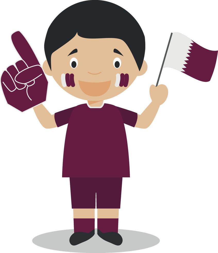 National sport team fan from Qatar with flag and glove Illustration vector