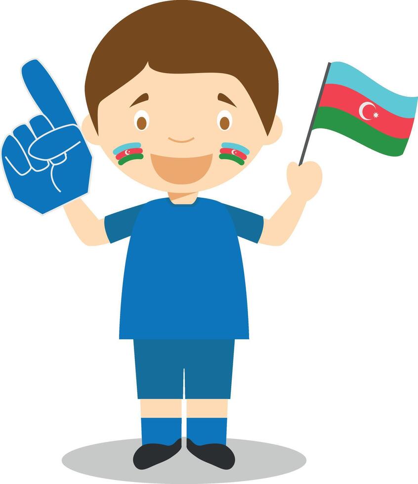 National sport team fan from Azerbaijan with flag and glove Illustration vector