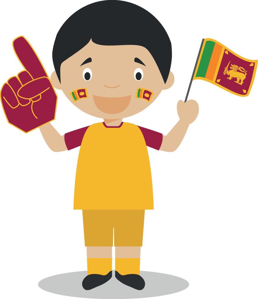 National sport team fan from Sri Lanka with flag and glove Illustration vector
