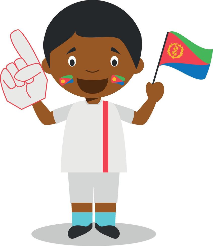 National sport team fan from Eritrea with flag and glove Illustration vector