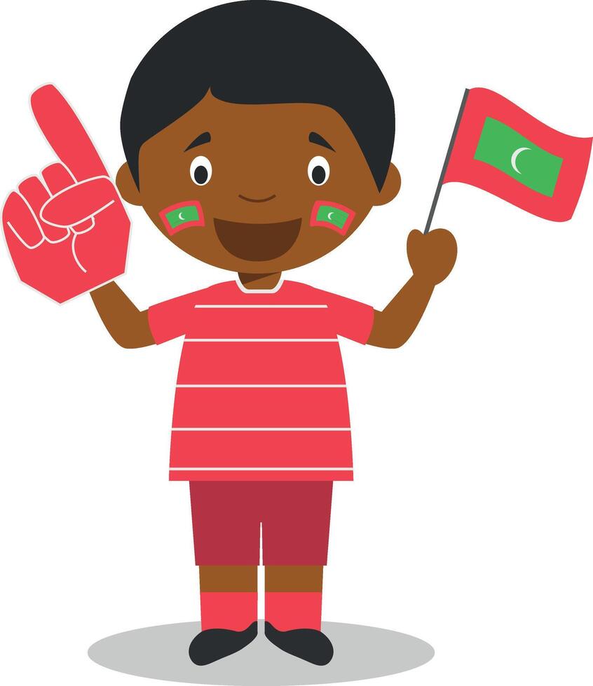 National sport team fan from Maldives with flag and glove Illustration vector