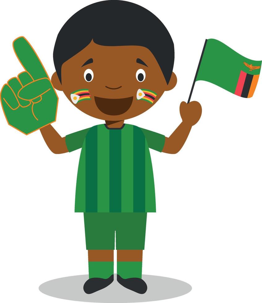 National sport team fan from Zambia with flag and glove Illustration vector