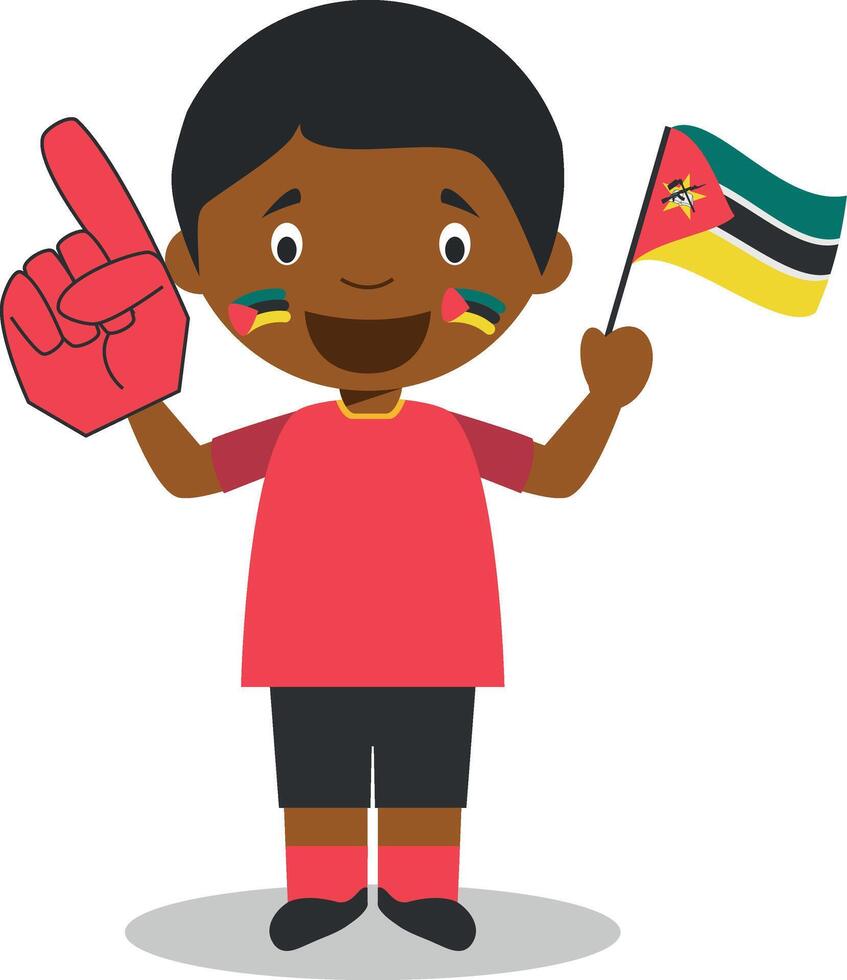 National sport team fan from Mozambique with flag and glove Illustration vector