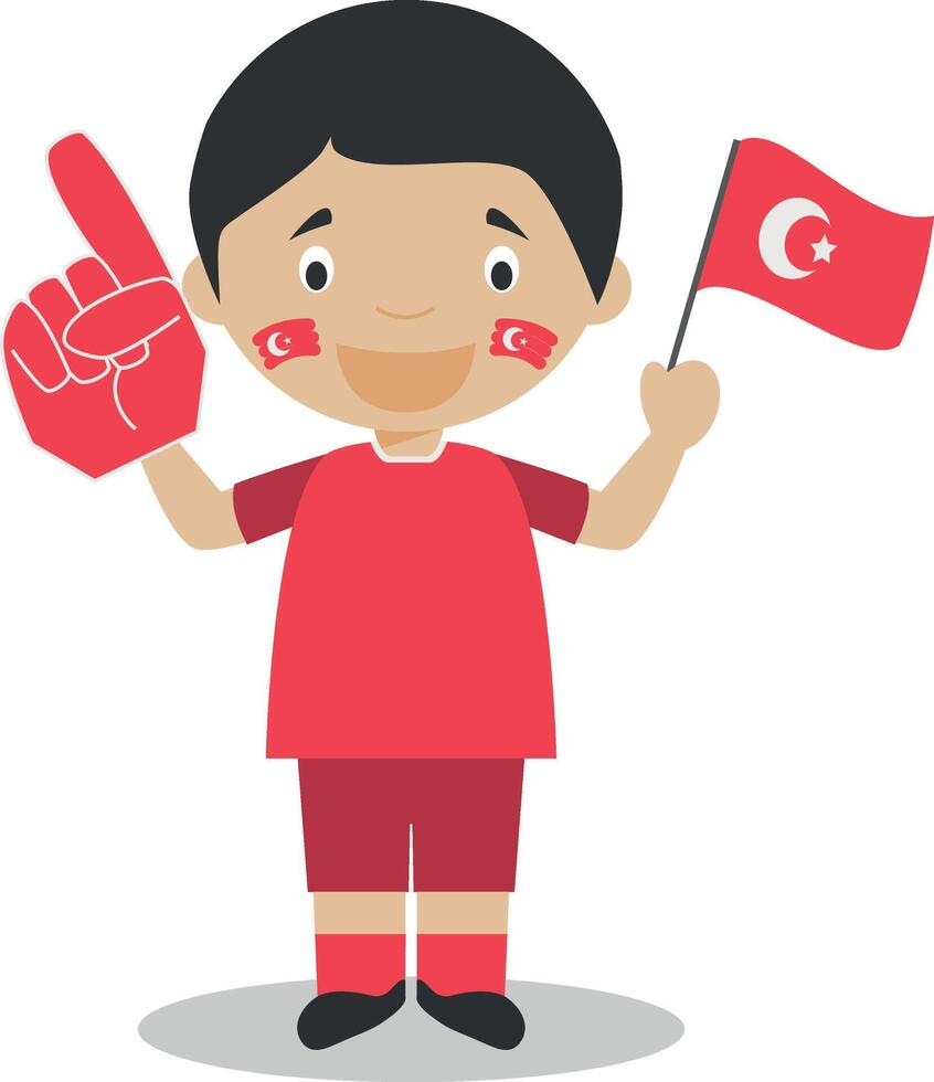 National sport team fan from Turkey with flag and glove Illustration vector