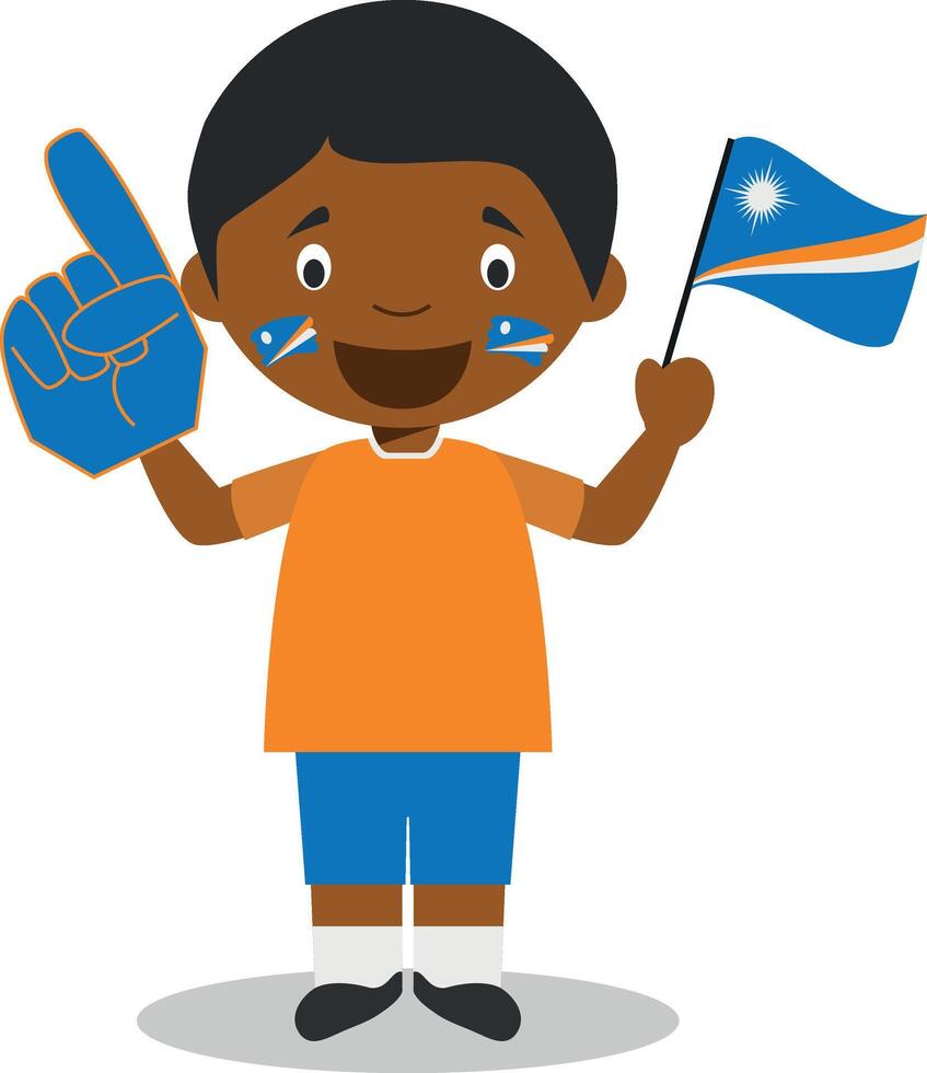 National sport team fan from Marshall Islands with flag and glove Illustration vector