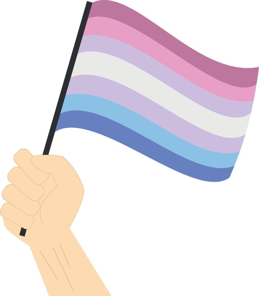 Hand holding and raising Bigender pride flag isolated on white background vector