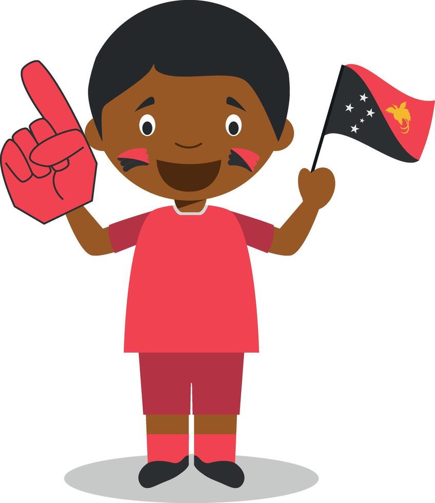 National sport team fan from Papua New Guinea with flag and glove Illustration vector
