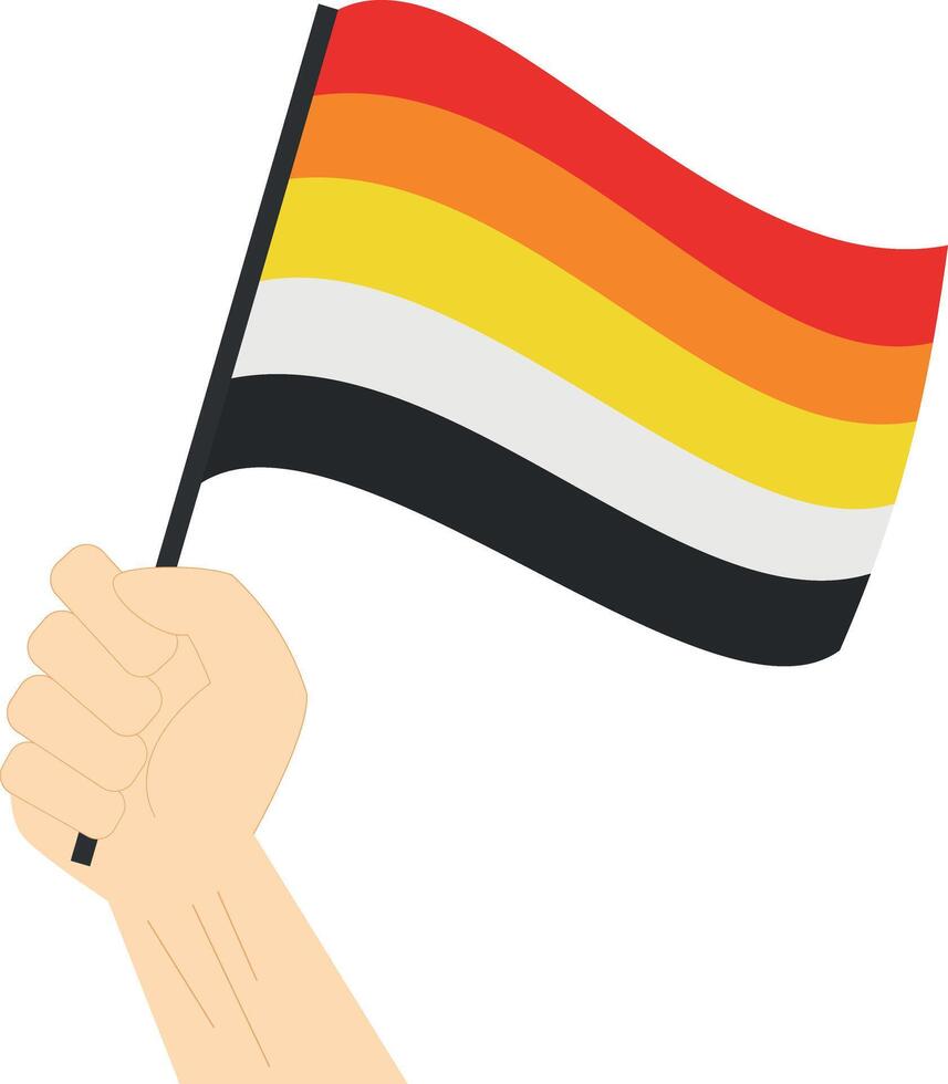 Hand holding and raising Lithsexual pride flag isolated on white background vector