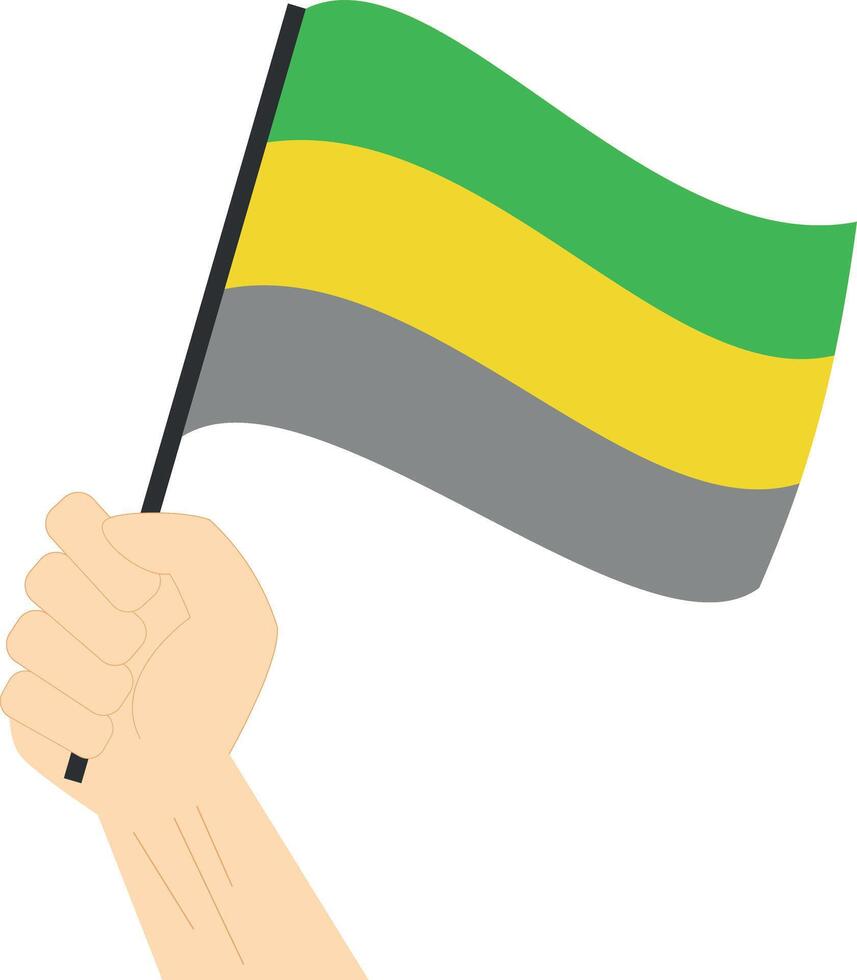 Hand holding and raising Lithromantic pride flag isolated on white background vector