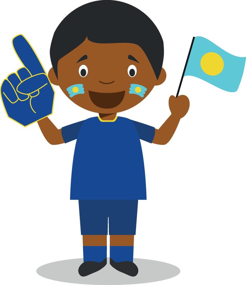 National sport team fan from Palau with flag and glove Illustration vector