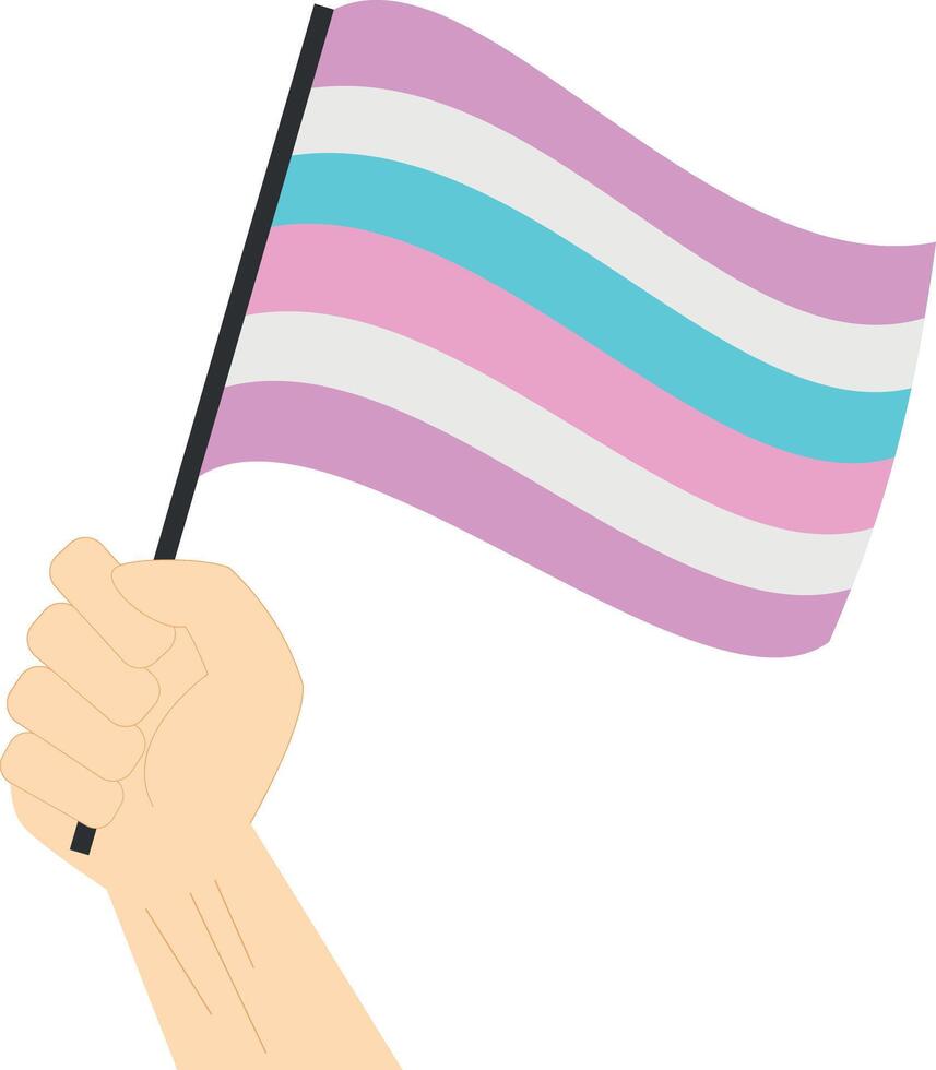 Hand holding and raising Bigender pride flag isolated on white background vector