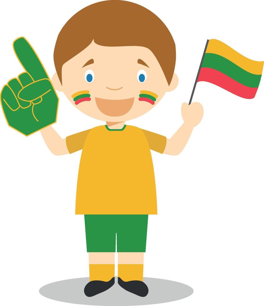National sport team fan from Lithuania with flag and glove Illustration vector