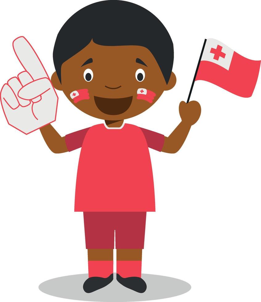 National sport team fan from Tonga with flag and glove Illustration vector