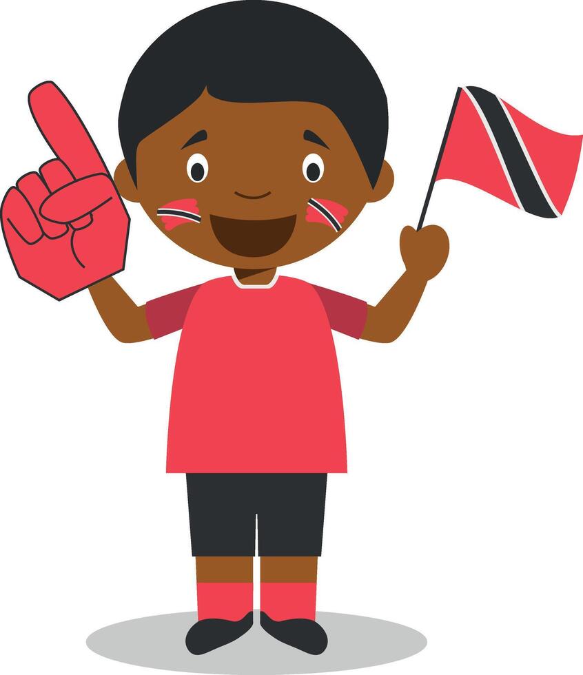 National sport team fan from Trinidad and Tobago with flag and glove Illustration vector