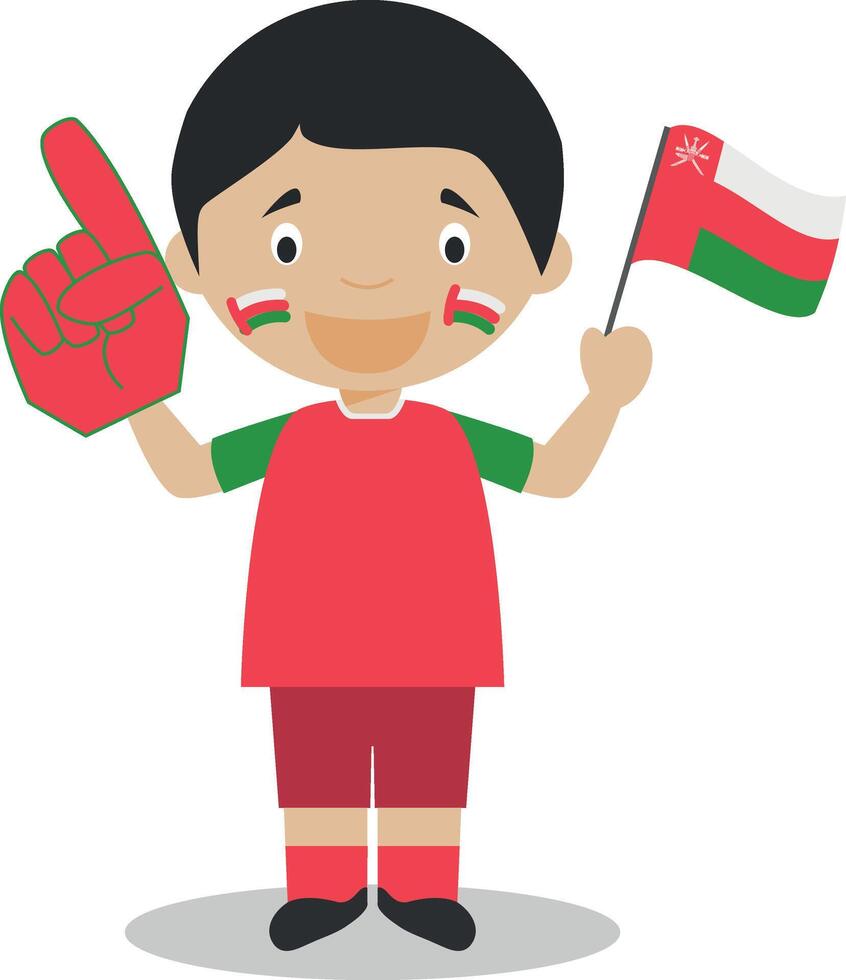 National sport team fan from Oman with flag and glove Illustration vector