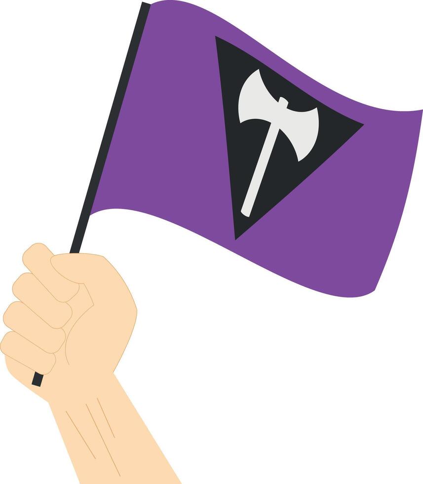 Hand holding and raising Lesbian pride flag isolated on white background vector