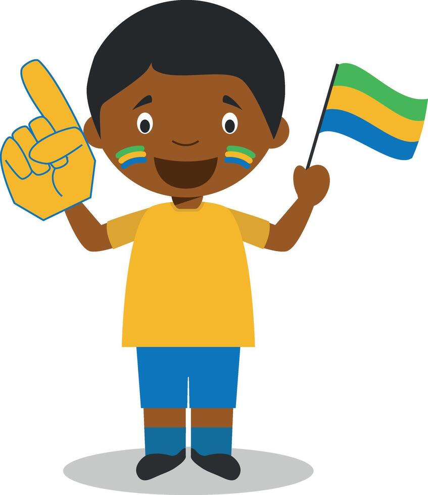 National sport team fan from Gabon with flag and glove Illustration vector