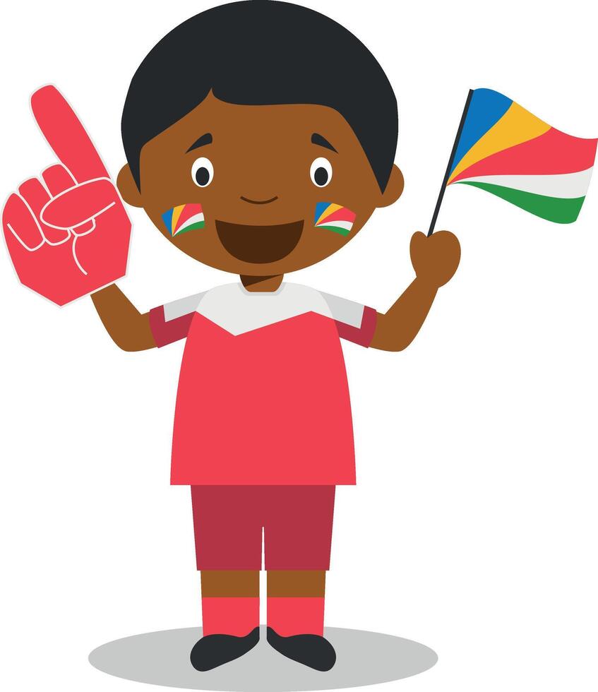 National sport team fan from Seychelles with flag and glove Illustration vector