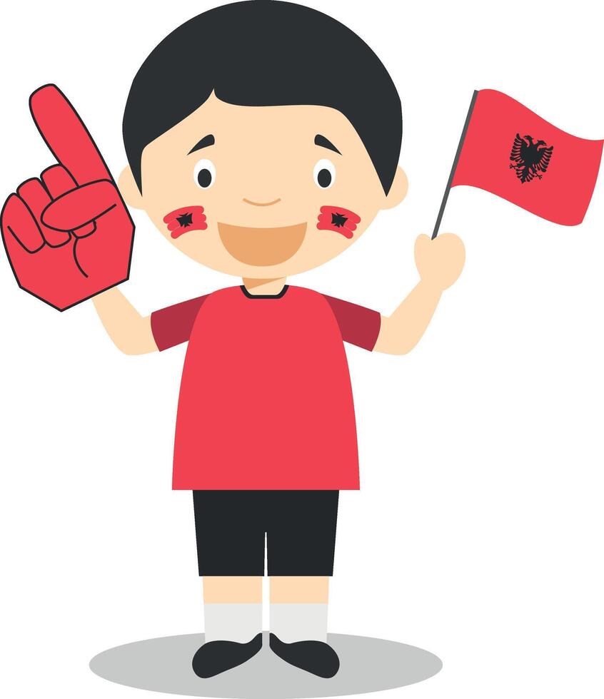 National sport team fan from Albania with flag and glove Illustration vector