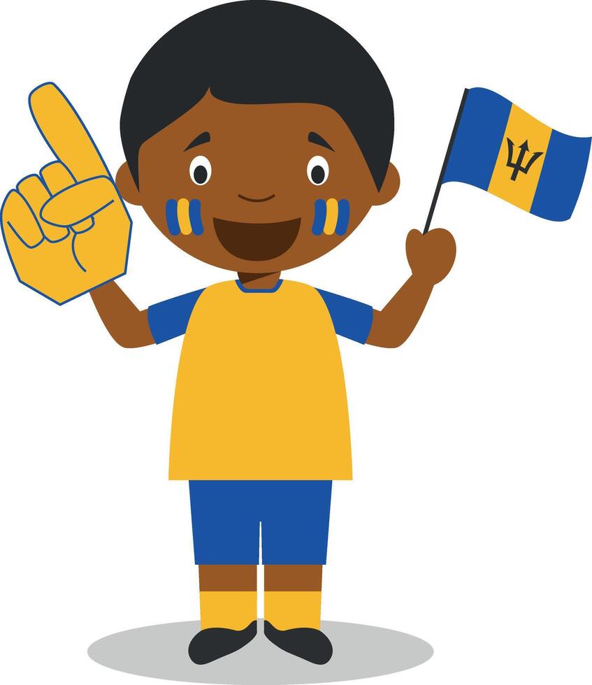 National sport team fan from Barbados with flag and glove Illustration vector