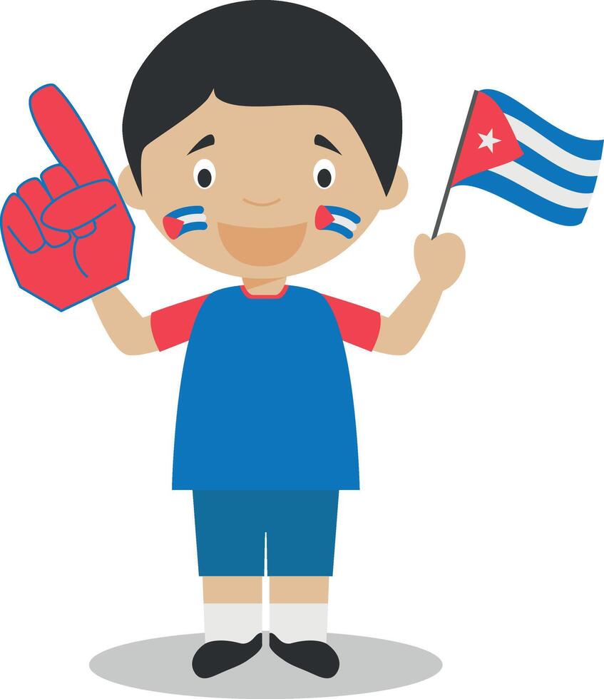 National sport team fan from Cuba with flag and glove Illustration vector