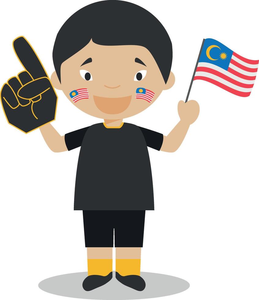 National sport team fan from Malaysia with flag and glove Illustration vector