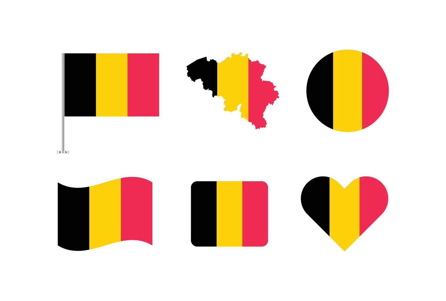 Belgium flag. Set of Belgium Flags Collection. vector