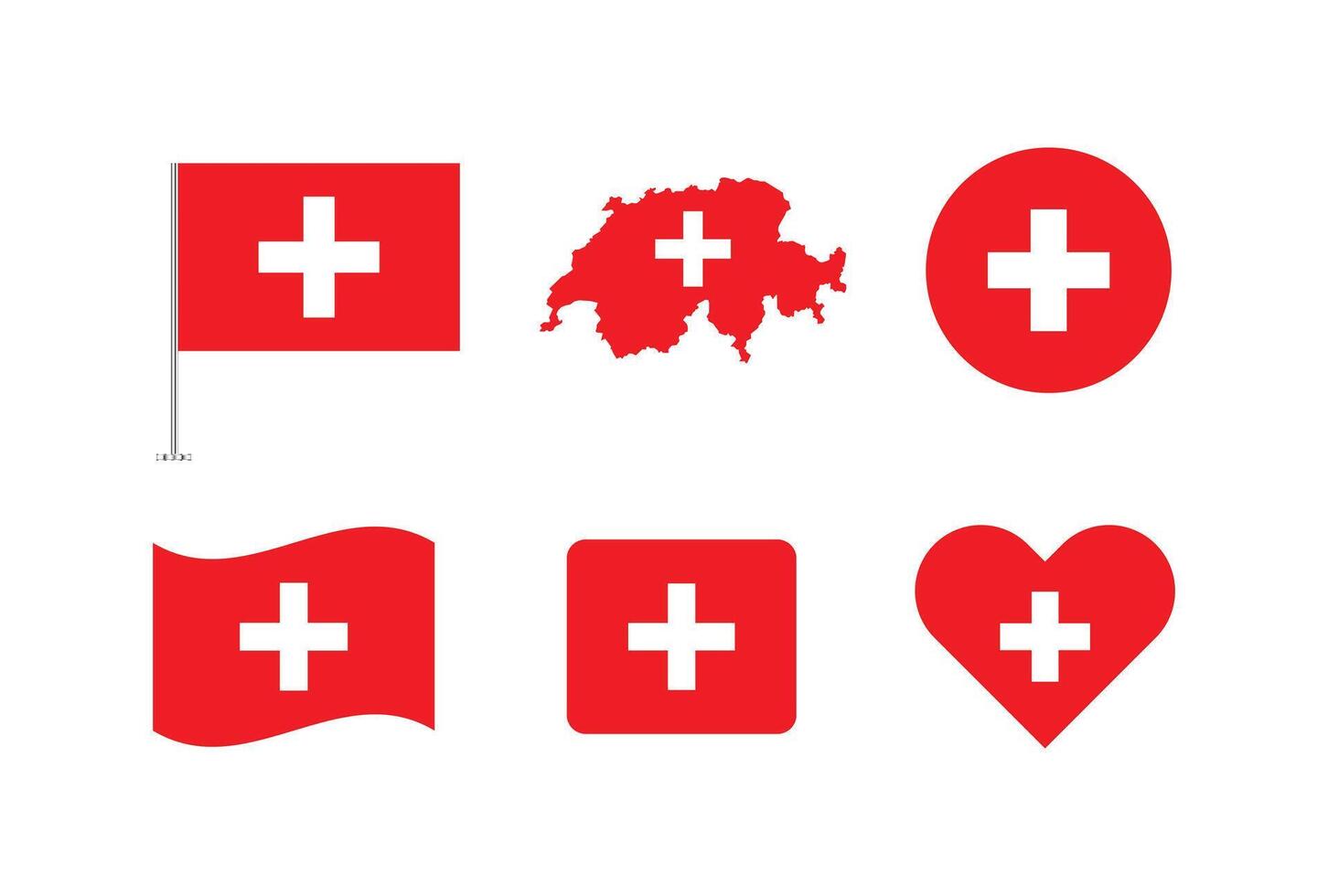 Switzerland flag. Set of Switzerland Flags Collection. vector