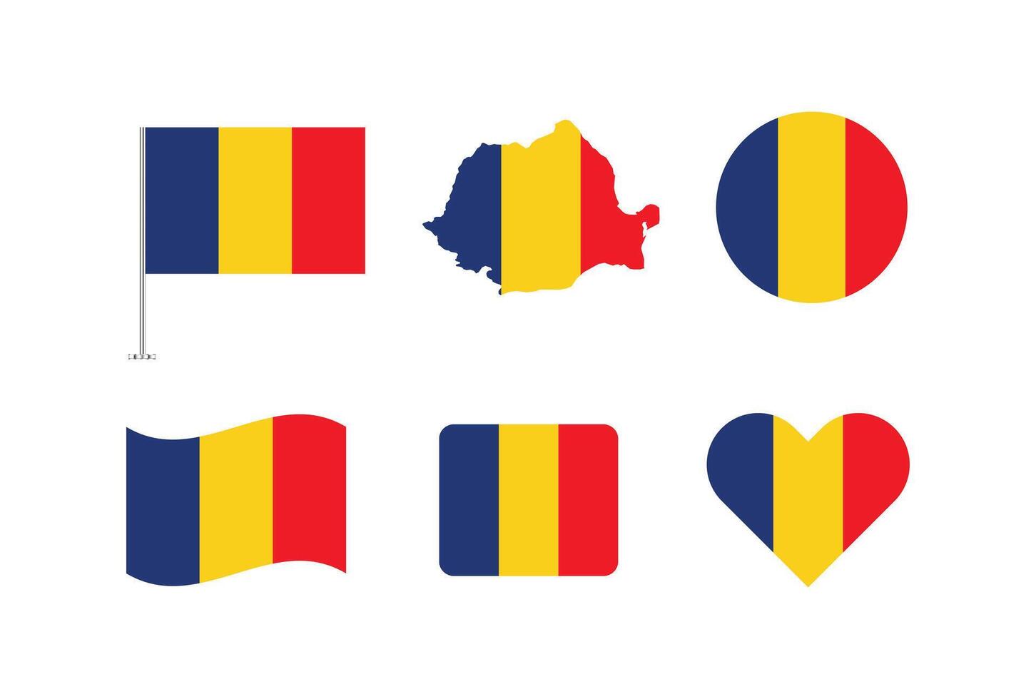 Romania flag. Set of Romania Flags Collection. vector
