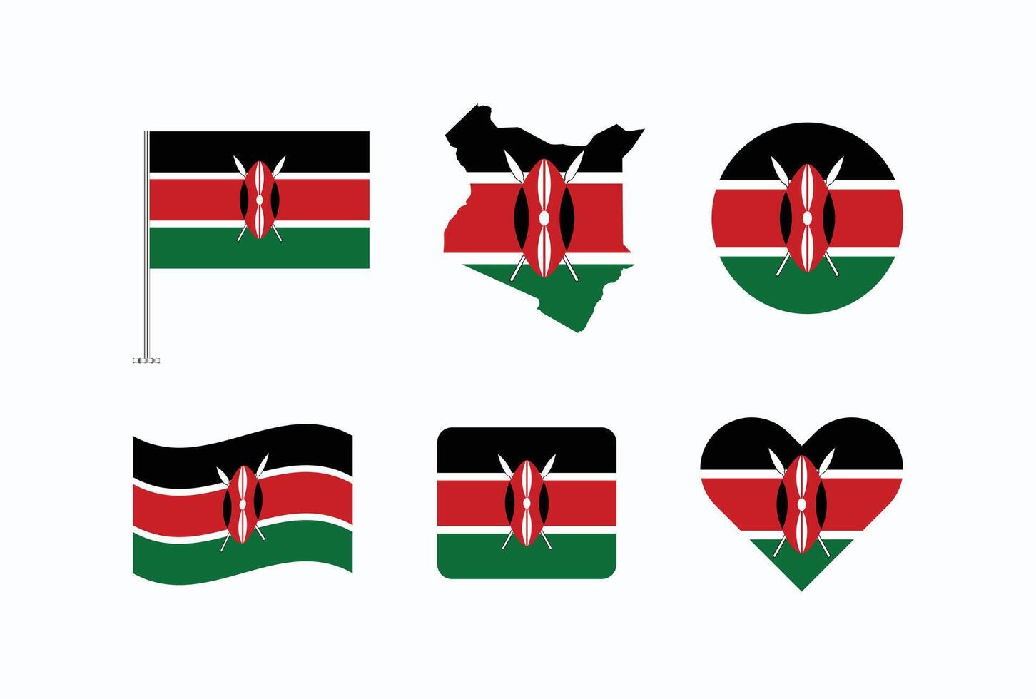 Kenya flag. Set of Kenya Flags Collection. vector