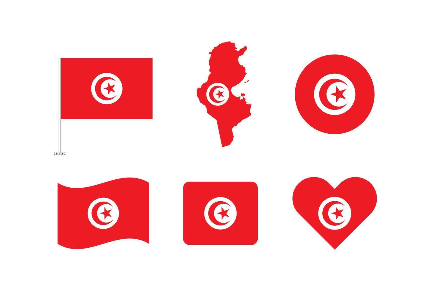 Tunisia flag. Set of Tunisia Flags Collection. vector