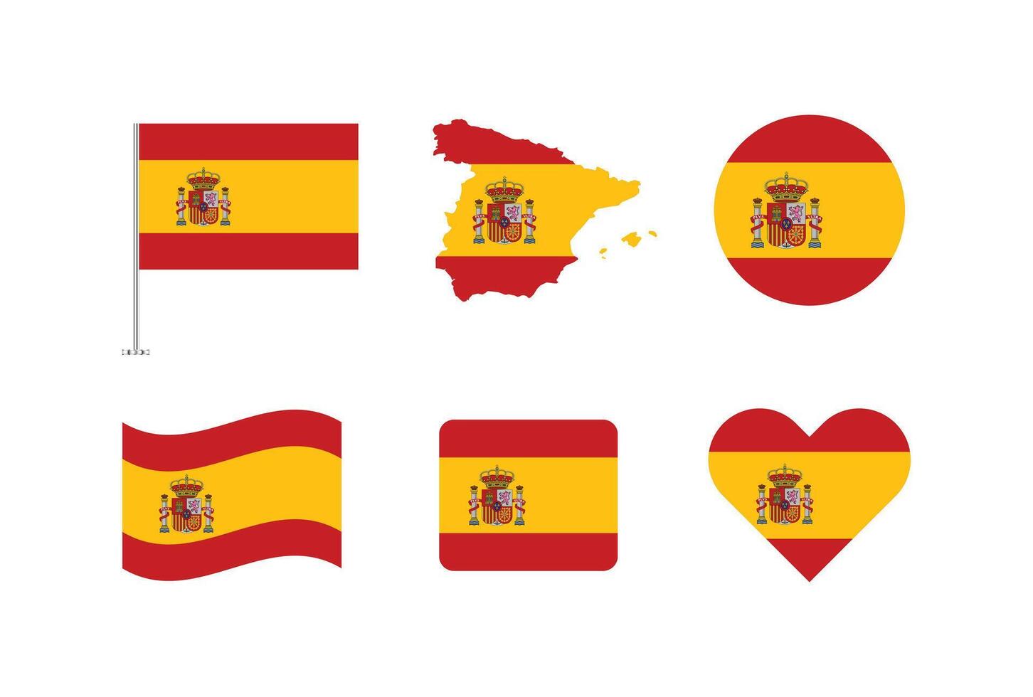 Spain flag. Set of Spain Flags Collection. vector