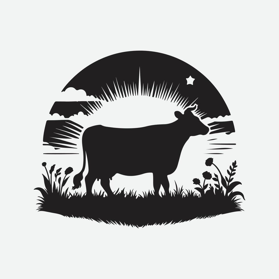 Majestic Cow Silhouette Designs, Stunning and Timeless Artwork for Your Creative Projects vector