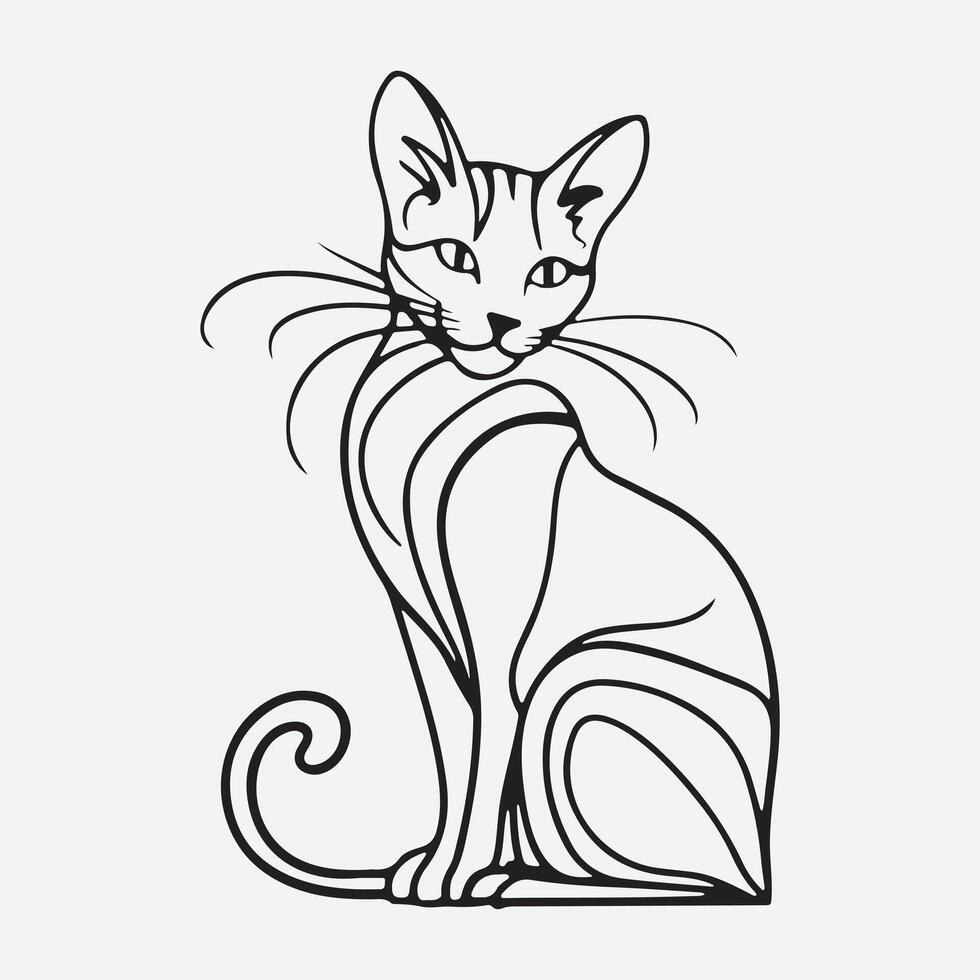 Stunning Cat Line Art Designs for Creative Projects vector