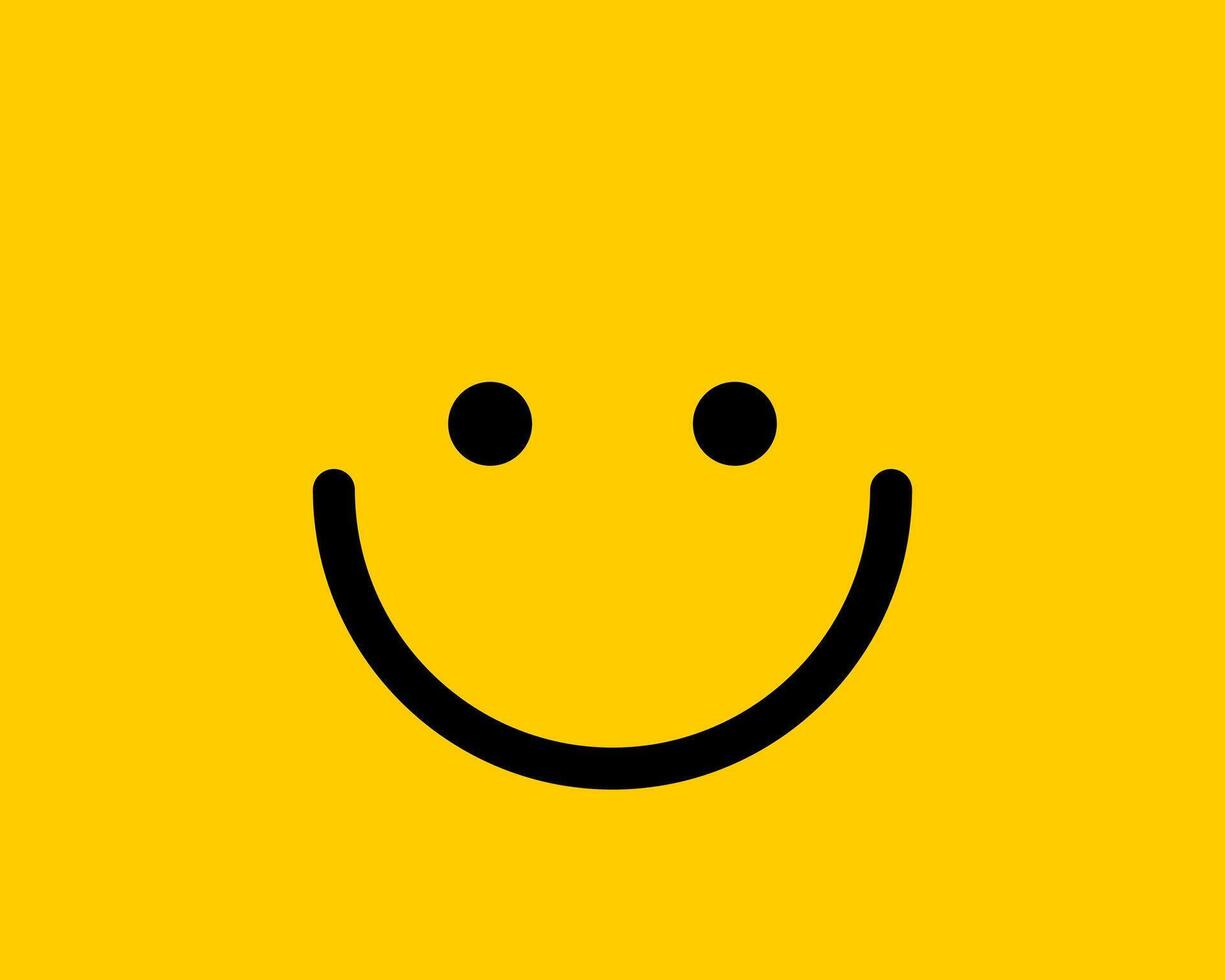 Emoji smile icon symbol on yellow background. Smiley face cartoon character wallpaper. vector