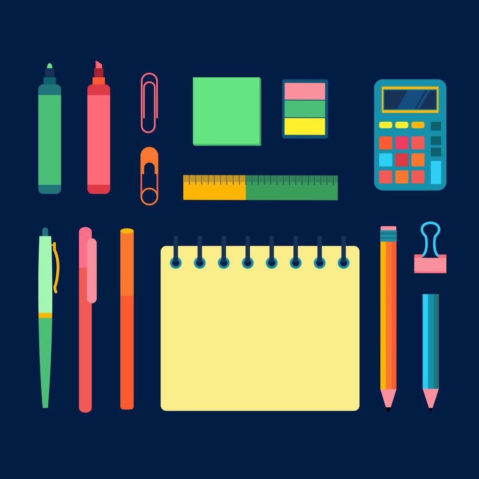 Back to school study and office elements collection vector