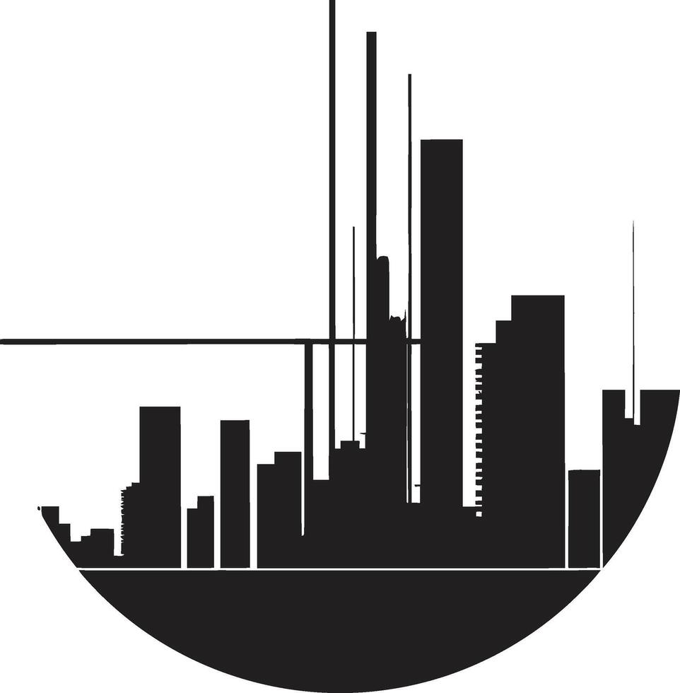 Inked Impressions Stylish Abstract Building Elements Midnight Monoliths Contemporary Architecture Symbol vector